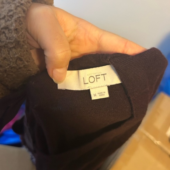 Loft Deep Burgundy Beaded Tie Back Sweater Women’s Size Medium - Picture 3 of 5